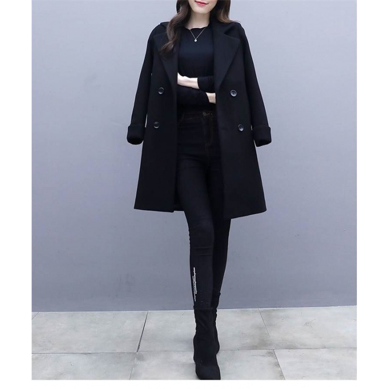 Women's Wool Coat, Mid-Length, 2025 Autumn and Winter, Slimming Cocoon-Shaped Hepburn Style Suit Collar Woolen Coat with Slimming Design