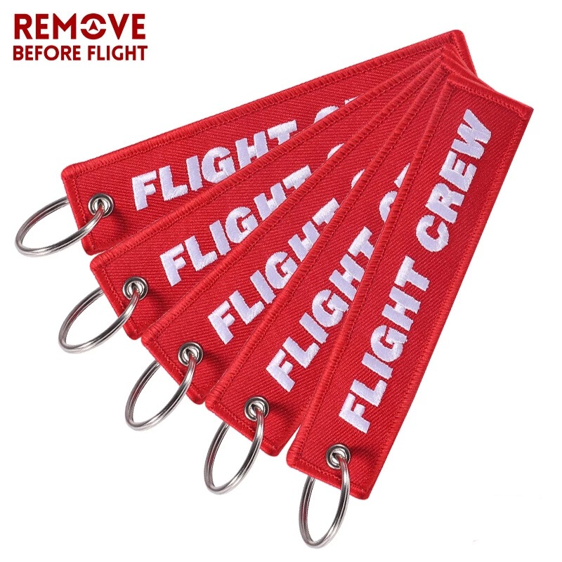 Amazon AliExpress Hot Sale Aviation Keychain Red Double Sided Embroidery FLIGHT CREW Keychain