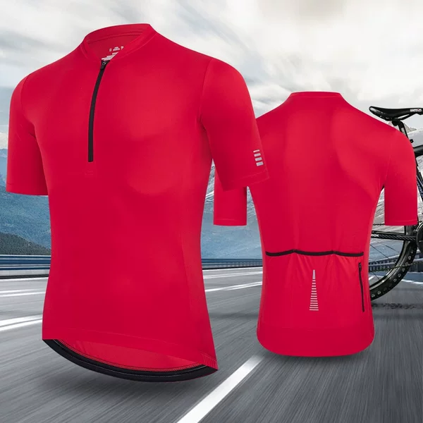 Men's Cycling Short-Sleeved Half-Zip T-Shirt Cycling Road Bike Cycling Clothing Cross-Border Outdoor Sports Top