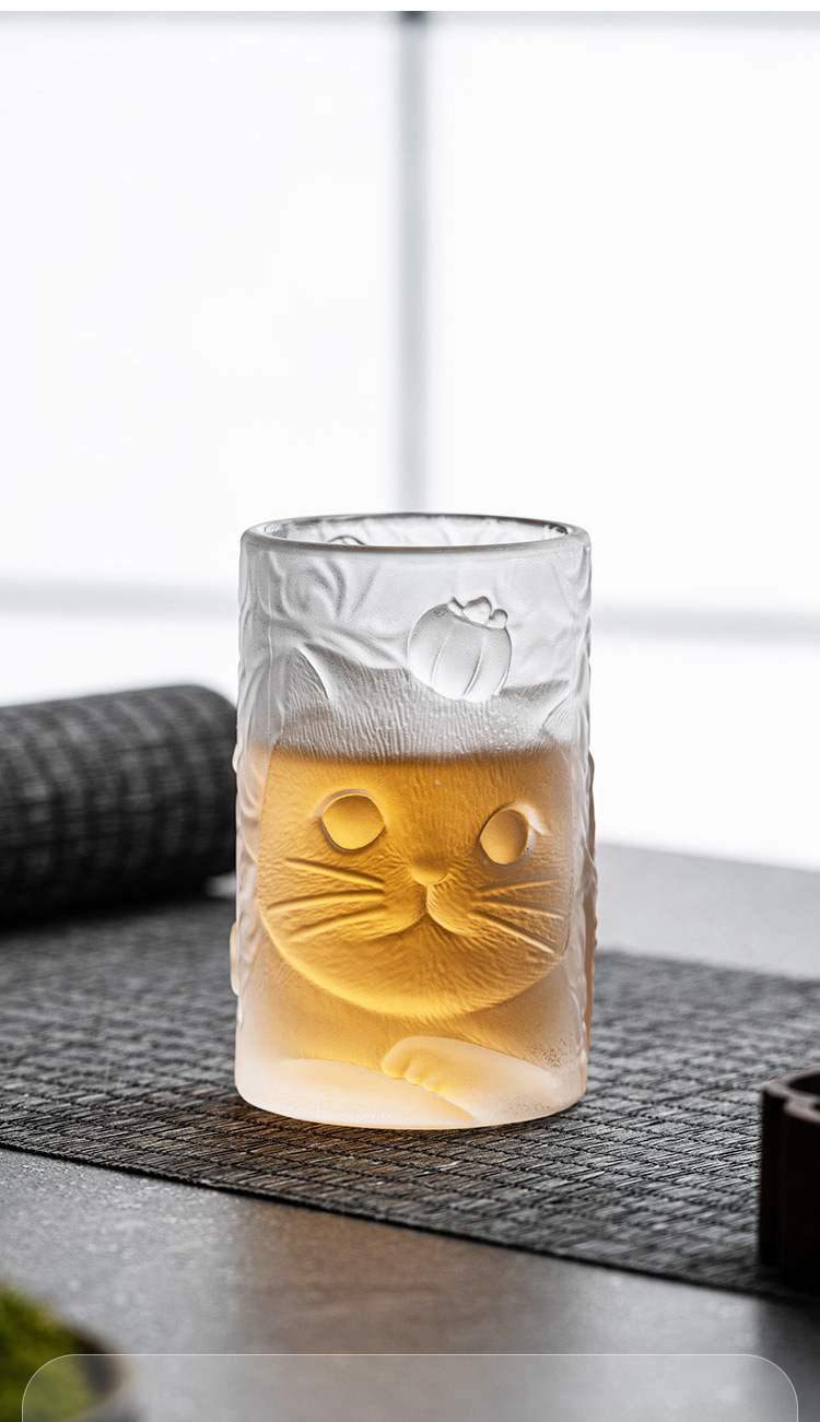 Glass Material Cat Pattern Cute Style Cute Cat Glass Glass 1 Piece