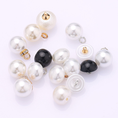 Pearl Mushroom Button Round Resin Button Cheongsam Hanfu Decoration Black White Blouse Chiffon Hand-Stitched Button