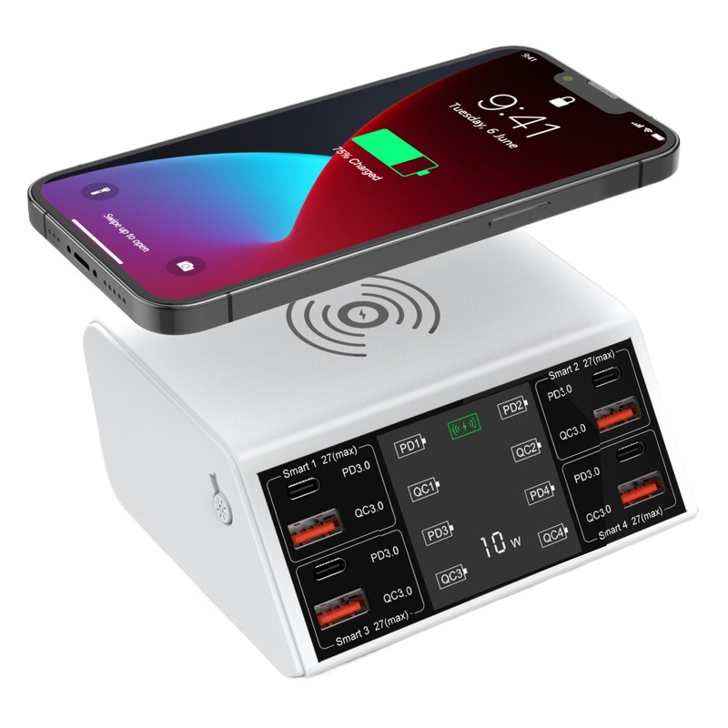 Nuevo multi-Puerto cargador de teléfono móvil 4-Way Super carga rápida 100W potencia total Super compatible LED pantalla de visualización digital inteligente