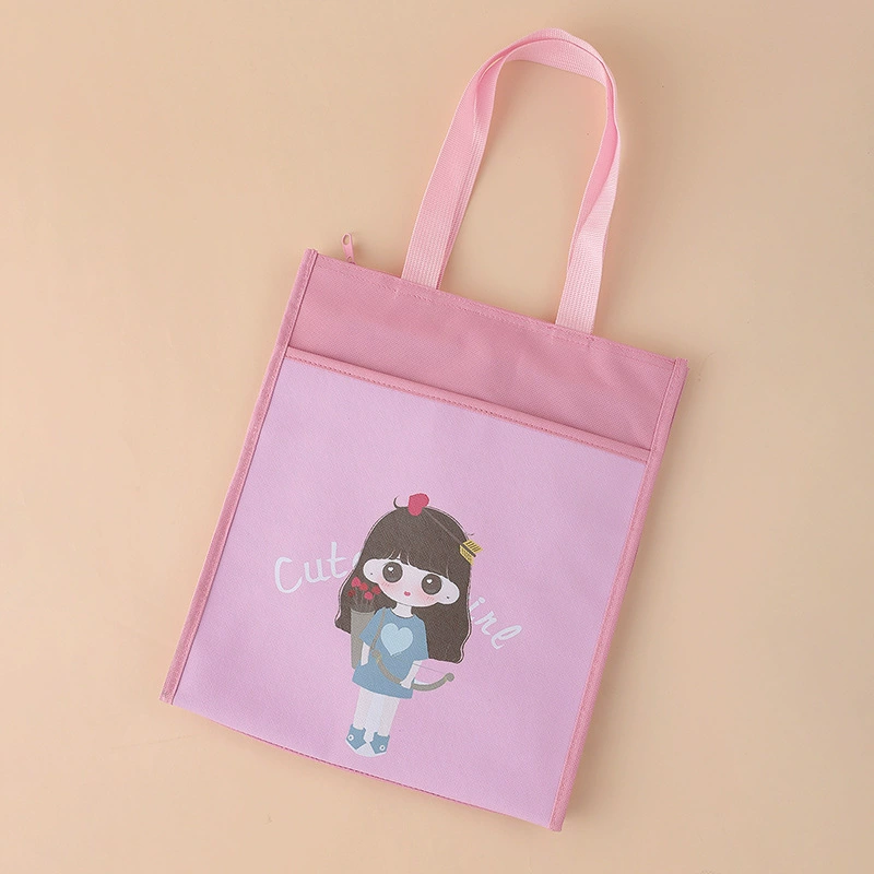 Handheld cartoon cute study bag, foldable linen bag, oxford cloth, increased thickness