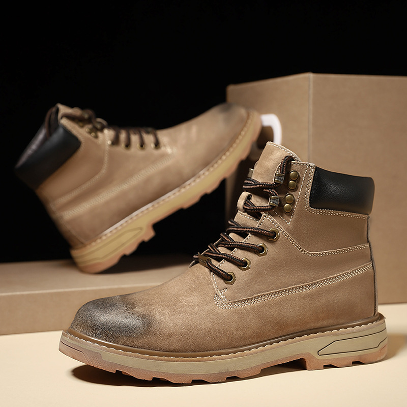 Ψηλές, μεγάλες κίτρινες μπότες, με στρώση κεφαλιού, δέρμα χοίρου, για υπαίθριες δραστηριότητες και ζεστά ανδρικά παπούτσια από κασμίρ_voghion.com