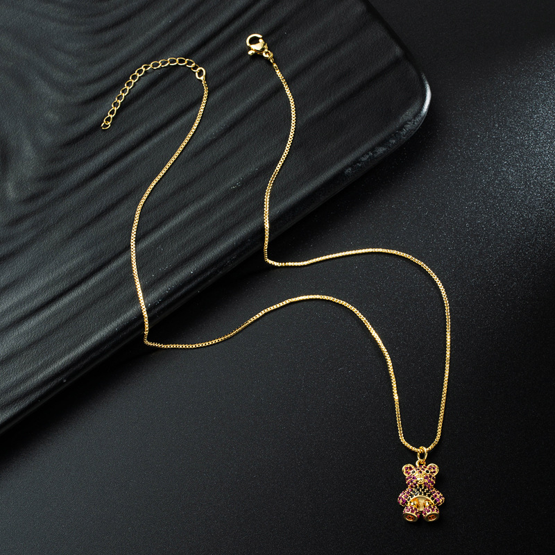 Korea Simple Bear Copper Inlaid Zircon Necklace Wholesale Nihaojewelry display picture 9