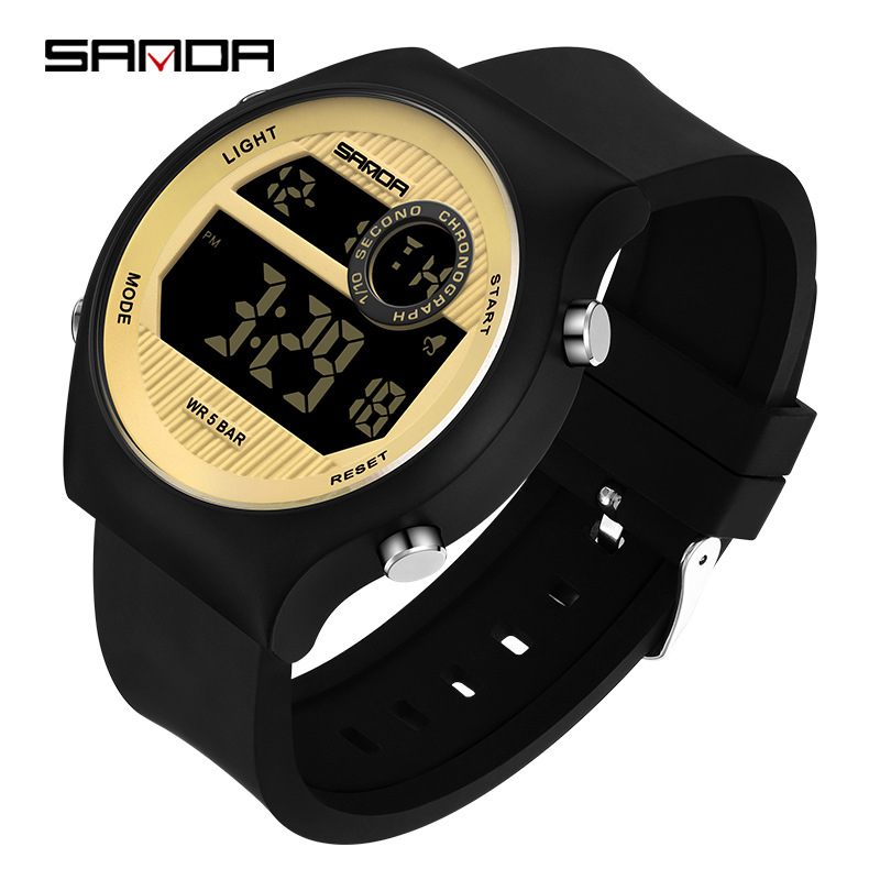 SANDA Sanda movimiento electrónico reloj electrónico de moda de estudiantes de secundaria secundaria reloj electrónico multifuncional luz nocturna reloj despertador estudiante reloj