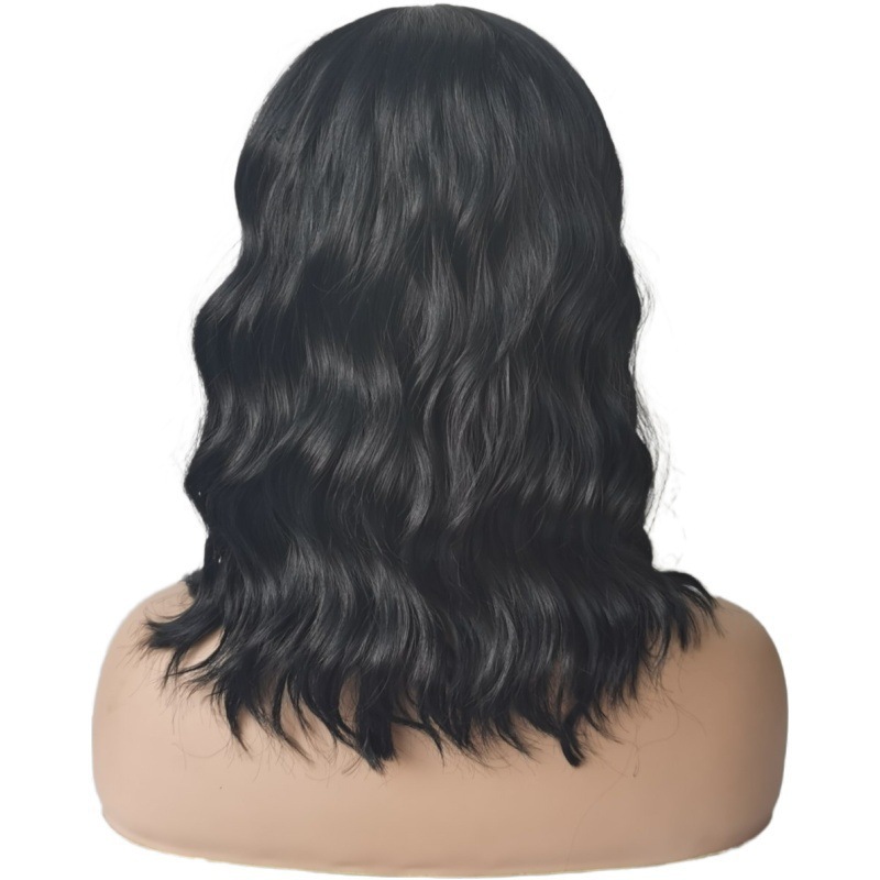 Medium Length Curly Wig With Bangs Fluffy Egg Roll Curls Short Synthetic Hair European American Style Realistic Wig_voghion.com