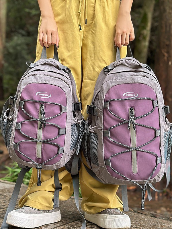 森系ins新款高颜值清新撞色拼接背包情侣轻便登山旅行春游双肩包|undefined