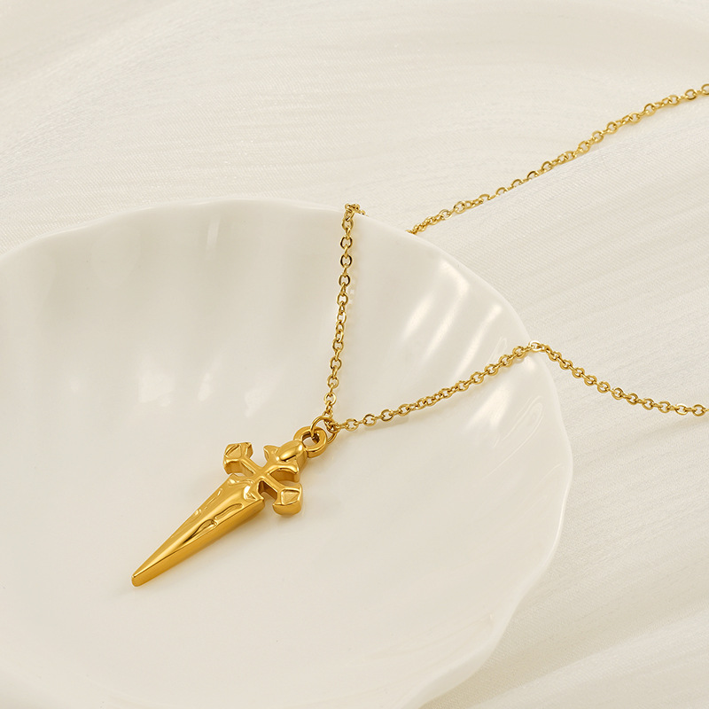 Europa y América cruzada simple retro collar de cruz mujer moda universal hombre y mujer colgante de acero inoxidable collar de clavícula mujer