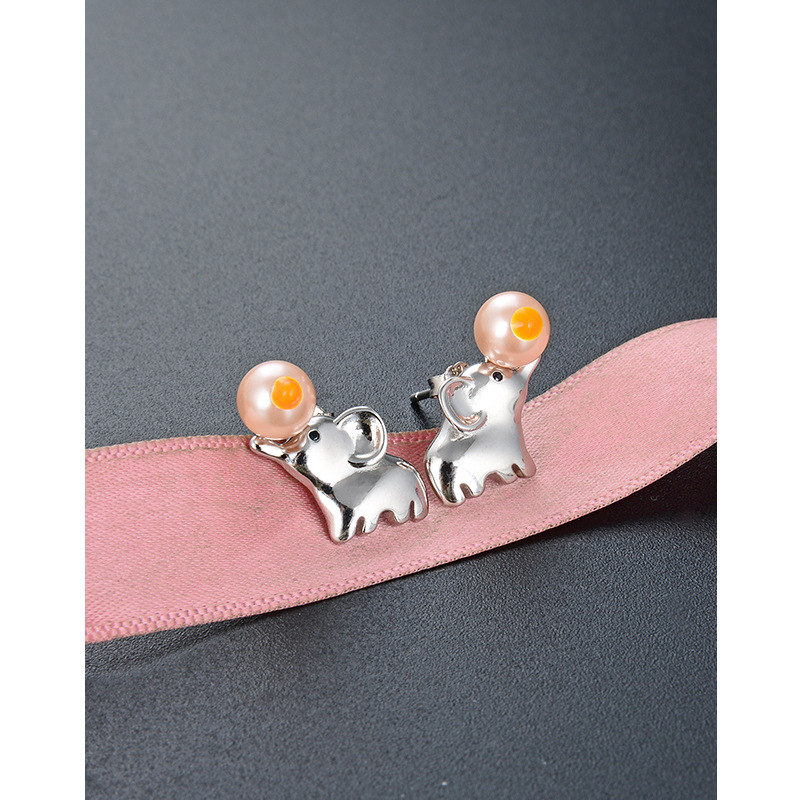 Pequeño elefante perla Stud pendientes 925 plata esterlina nicho diseño temperamento pendientes para las mujeres 2024 nueva moda elefante pendientes