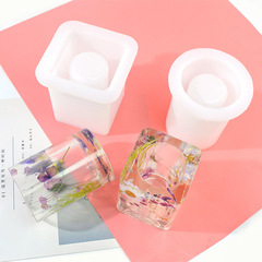 花柬diy滴膠筆筒模具乾花石膏蠟燭鏡面方形圓形杯子擺台硅膠模具