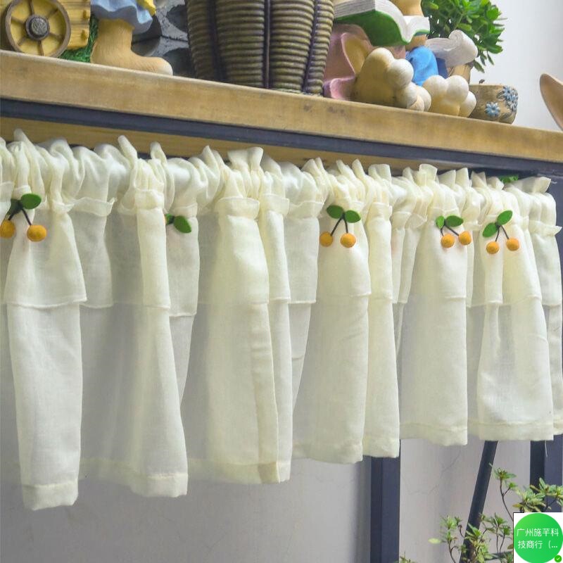 American Pastoral Half Curtain Velcro Short Curtain Gauze Curtain Cabinet Shaded Coffee Curtain Cotton Decorative Partition Curtain Head Manufacturers