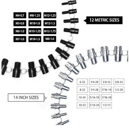 26/44 piece set of metric and imperial American round head screw nut thread stop gauge detector gauge tool