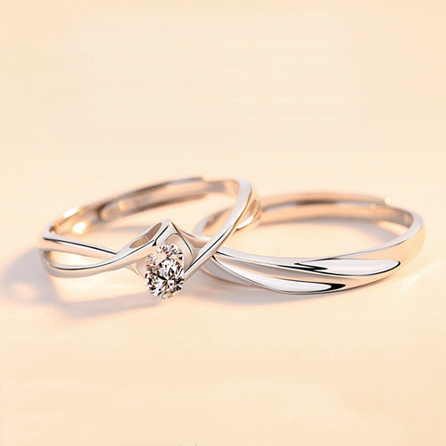 Couple ring s925 sterling silver pair of men's and women's rings niche design light luxury proposal wedding ring open silver ring