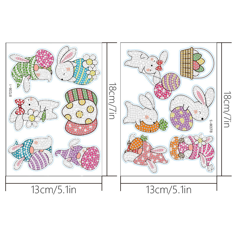 Pegatinas de Pascua transfronterizas de diamantes para pintar, hechas a mano, DIY, de dibujos animados, de huevos, de conejos, para niños image 19
