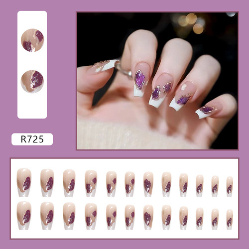 Love sweet girl temperament manicure ins minimalist style white fake nails free of engraving and grinding finished products wholesale wearable nails