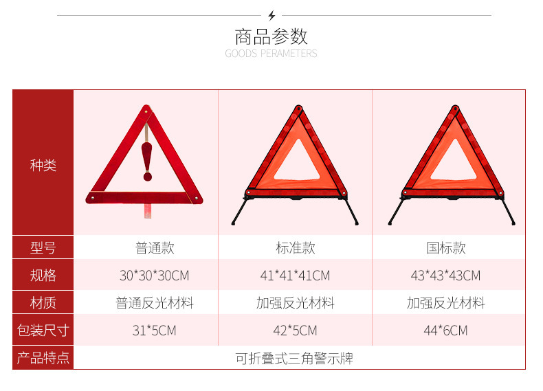 Car Tripod Warning Board Car Reflective Tripod Parking Safety Emergency Supplies Foldable Warning Light Board