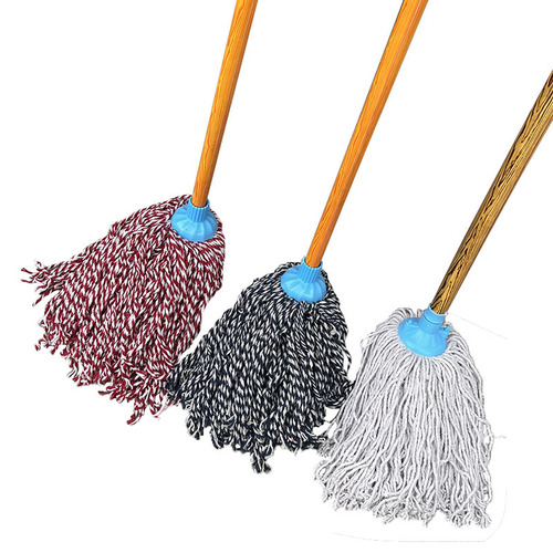 Manufacturer wholesale wooden pole round head mop cotton thread floor mop mop cleaning mop water absorbent mop hand twist mop