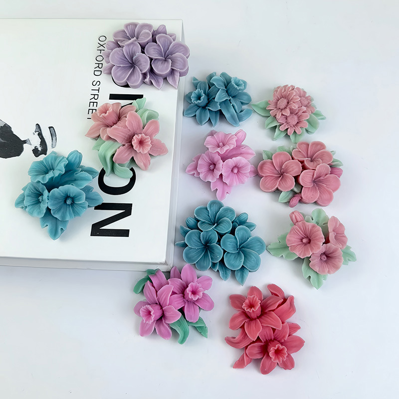 DIY 複数の花シリコーン型フォンダンチョコレート朝顔デイジーネプチューンキャンドル石膏型|undefined