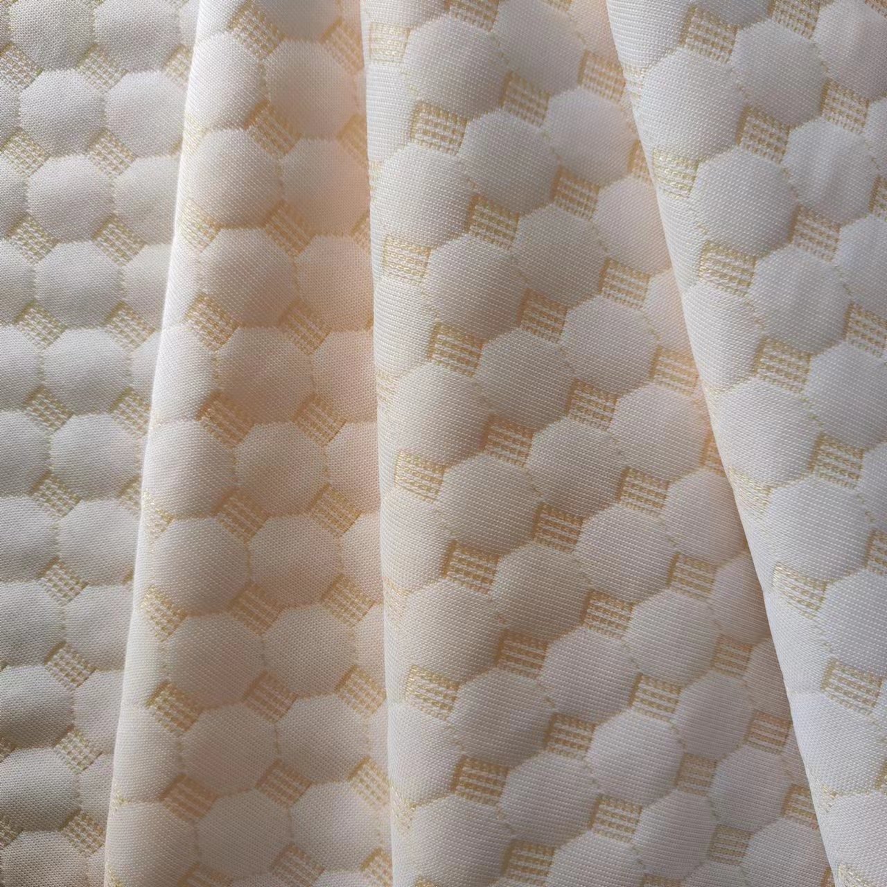 金白黄双拼空气层床垫枕套床笠面料沙发坐靠垫格子丝滑3D立体布料