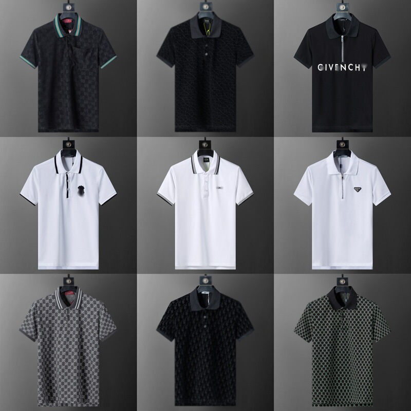 Cross-Border High-Quality New Polo Shirt Men's Pure Color Business Casual Jacquard Lapel Pique Cotton Short-Sleeved Dropshipping Europe Cross-Border High-Quality New Polo Shirt Men's Pure Color Business Casual Jacquard Lapel Pique Cotton Short-Sleeved Dropshipping Europe