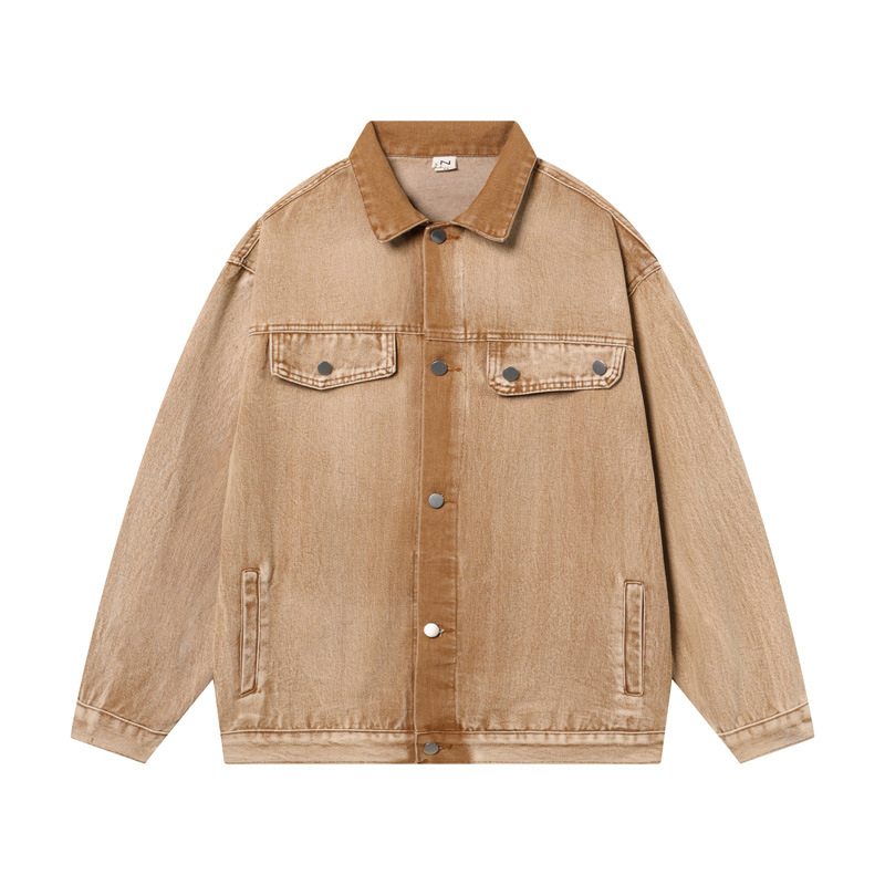 Männerkleeder Algewäschen Einfache Stil Loose Jeansjacket fir Männer a Fraen Hierscht Moudemark Schéin Casual Jacket_voghion.com