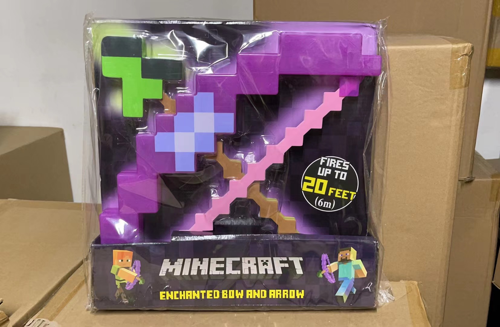 官方我的世界Minecraft玩具弓箭武器塑料可发射棕色紫色附魔弓箭-阿里巴巴
