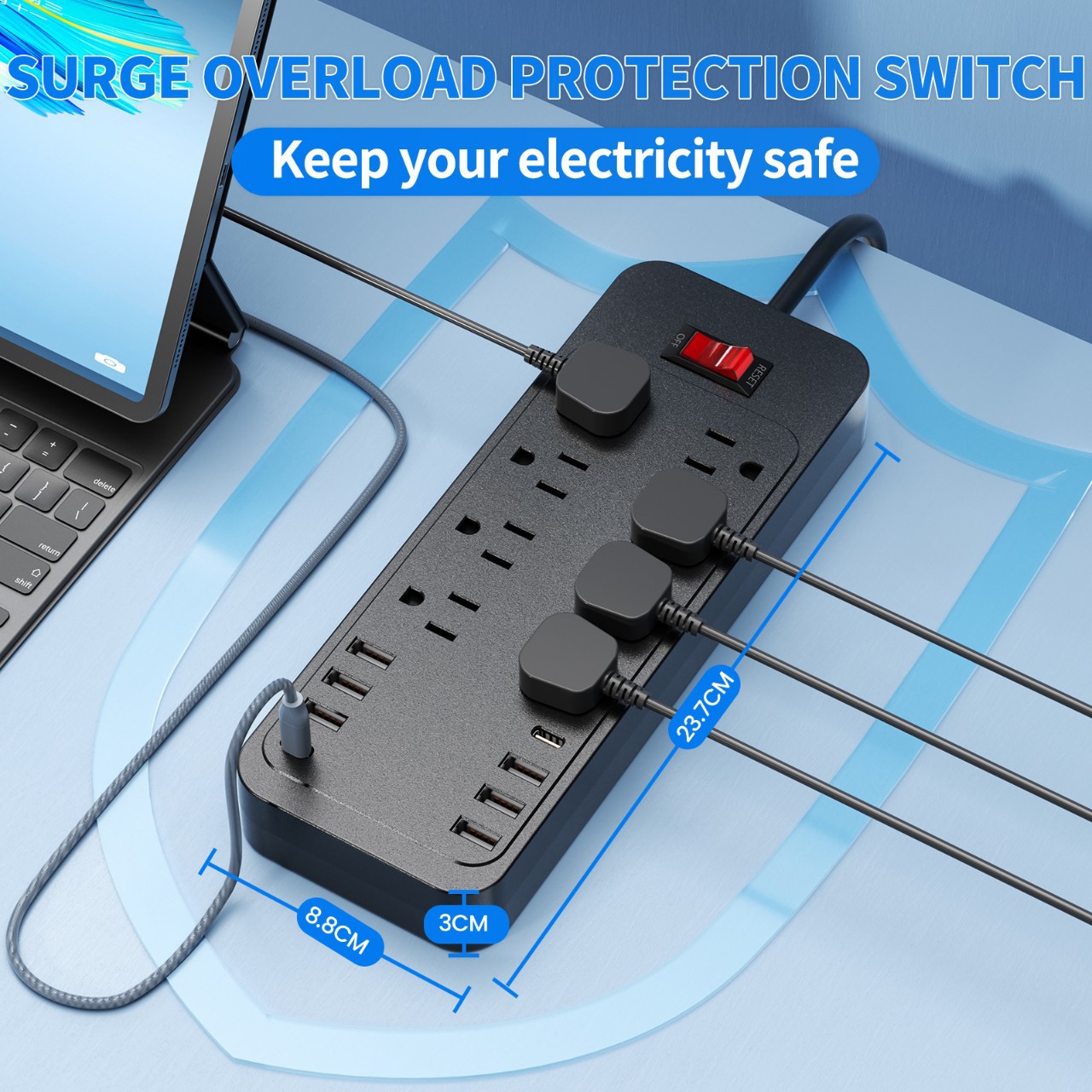 Conector de cableado USB doméstico transfronterizo estándar estadounidense con surge de 8 bits de conector de fila estándar estadounidense con conector de sobrecarga de conector de fila de carga