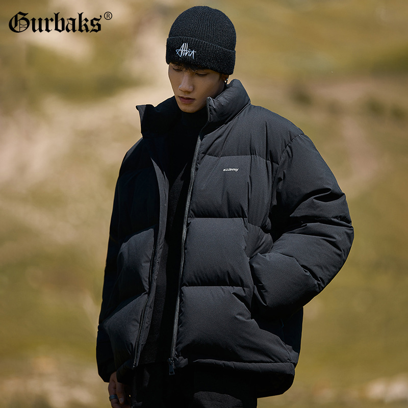 GURBAKS 가을과 겨울 새로운 흰색 오리 다운 재킷 남성용 스탠드 칼라 두꺼운 따뜻한 짧은 코트 올 매치 빵 코트