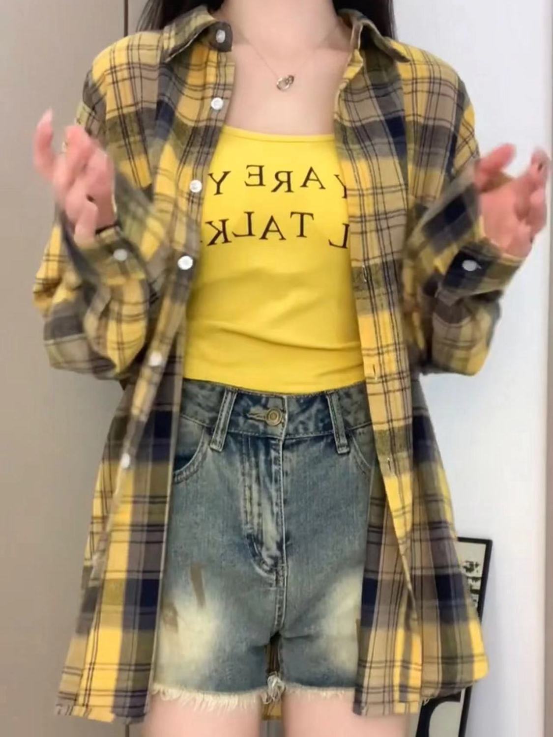 CS3331格子衬衫-黄色