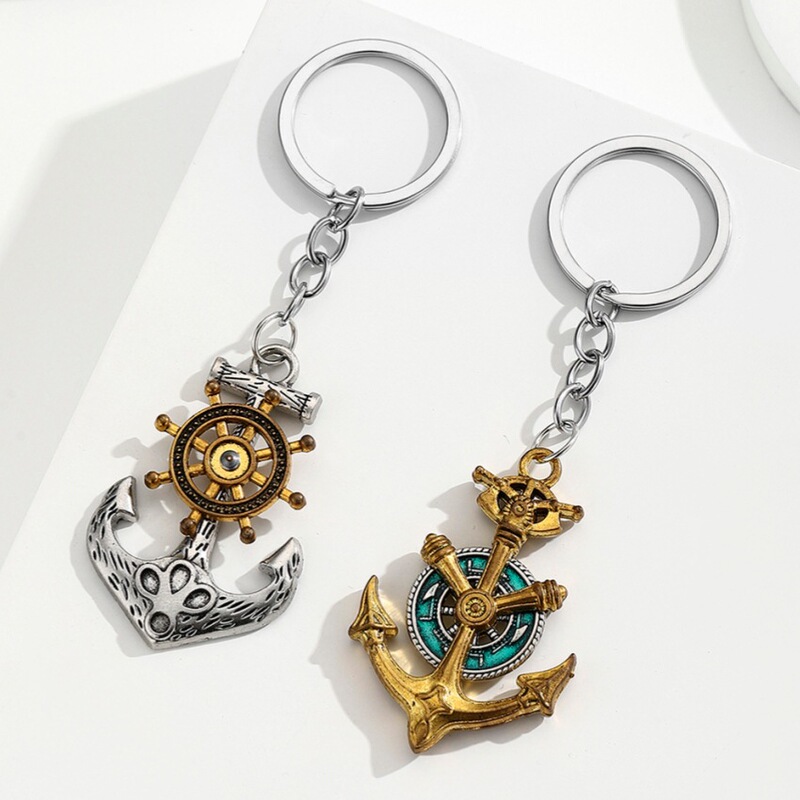 Cross-Border Retro Medieval Anchor Keychain Accessories Street Retro Style European and American Hip-Hop Street Car Bag Pendant