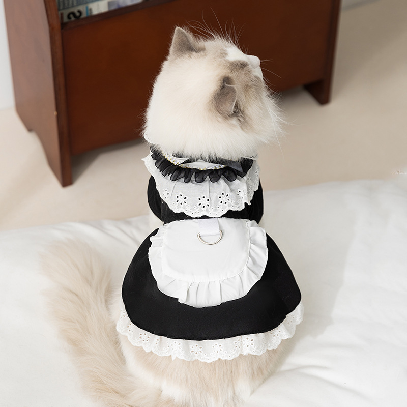 Gato primavera verano princesa estilo JK mucama falda media y pequeña perro estilo universitario perro falda de encaje ropa para perros