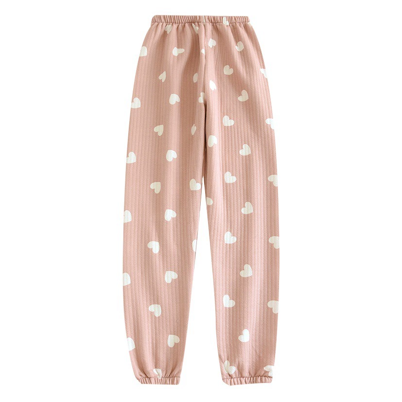 Пижамные брюки, женские брюки, осенне-зимние хлопковые трехслойные стеганые теплые свободные хлопковые повседневные домашние брюки с завязкой на щиколотке