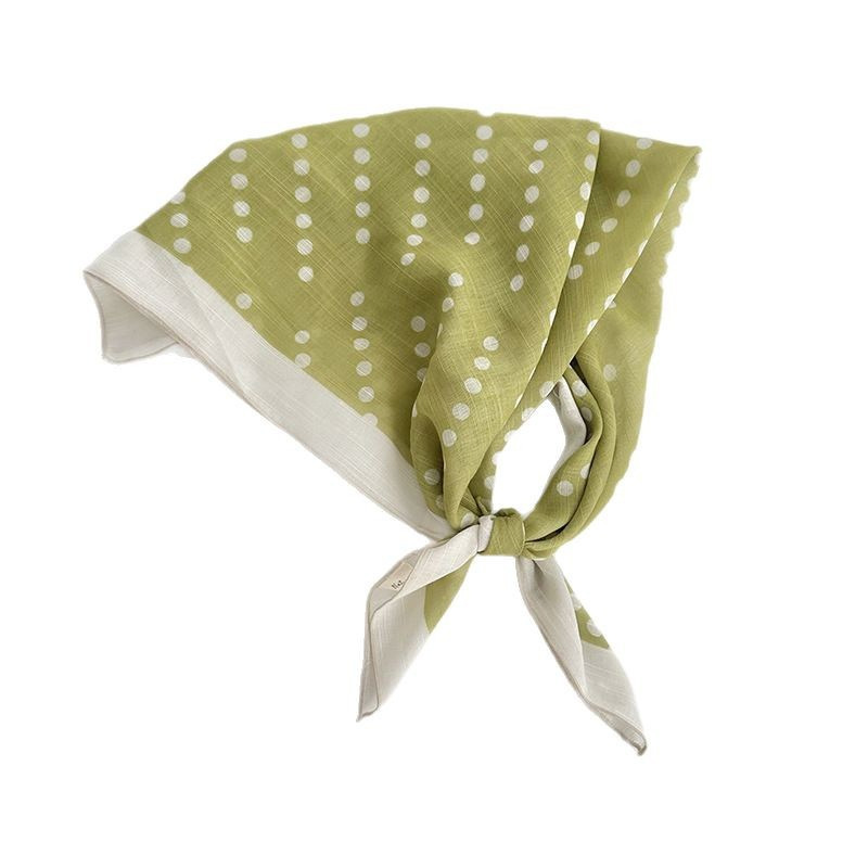 Bufanda de seda de lunares, bufanda cuadrada pequeña con cuello, sentido de alto nivel femenino, bufanda coreana de todo fósforo, diadema pastoral femenina de verano, bufanda pequeña decorativa