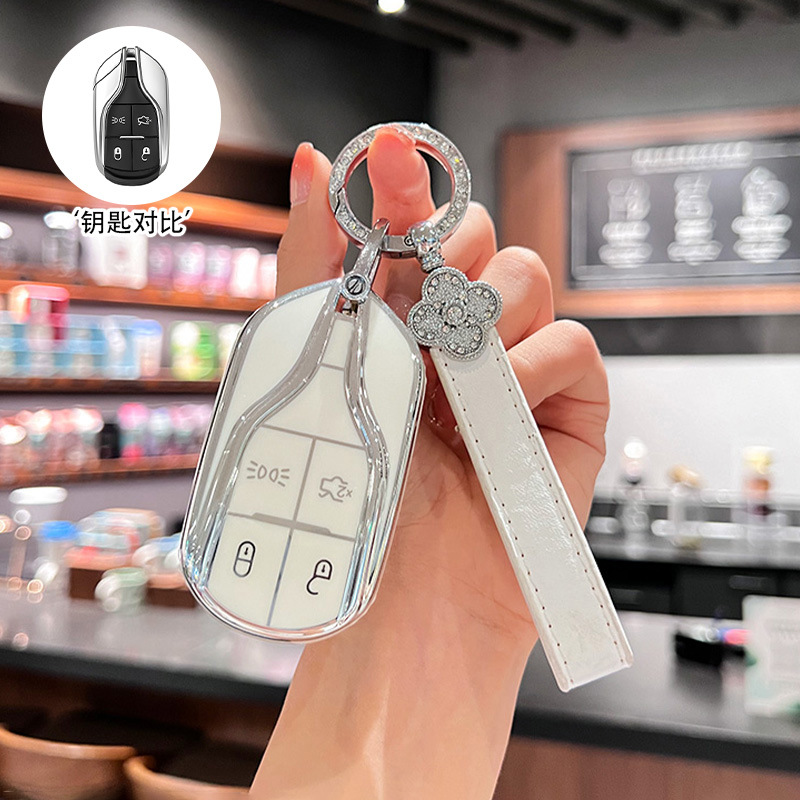 [실버 엣지 화이트] 싱글 쉘 + 다이아몬드 네잎 클로버 로프