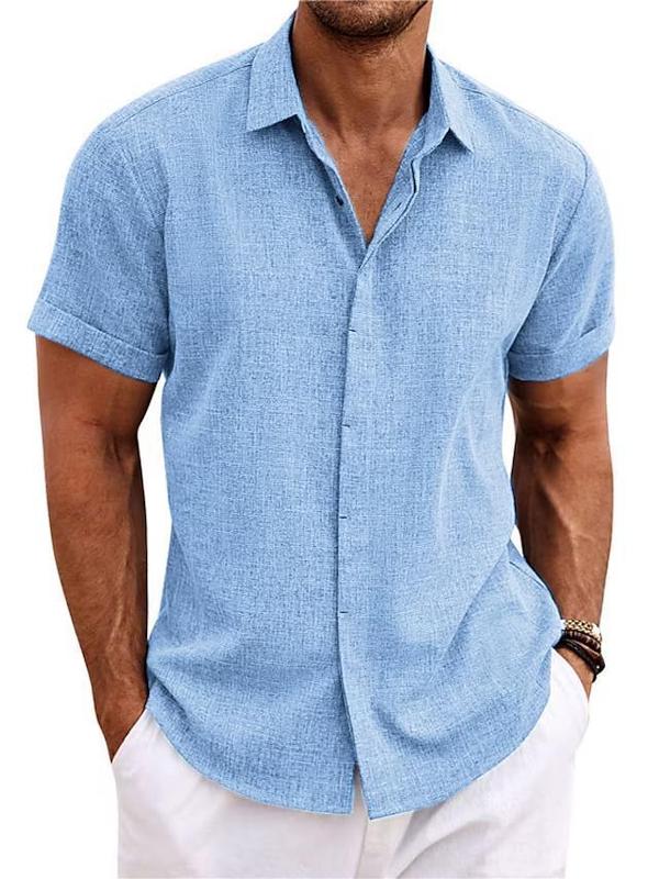 メンズリネン半袖tシャツゆるいスウェットソリッドカラー半袖綿麻シャツ男ビーチビッグサイズ男半袖シャツ|undefined