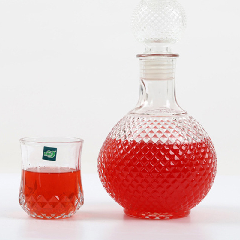 Los fabricantes venden botella de vino de bola redonda 500ml transparente botella de vino tinto creativo sellado botella de vino extranjero botella de vidrio