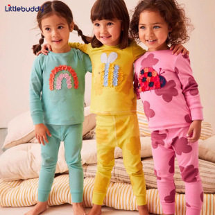 2025 Long-sleeved Children's Home Clothes Long-sleeved suit Pajamas Children's Thermal Underwear for Men and Women in Autumn and Winter