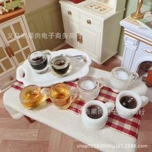 仿真咖啡杯牛奶杯微缩食玩冰箱贴摆件 树脂饰品配件diy钥匙扣挂件