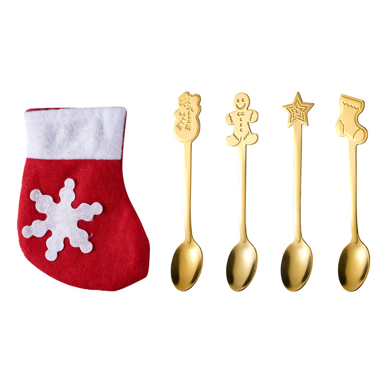クリスマス食器ギフトステンレスデザートスプーンコーヒースプーンギフトボックスセットクリエイティブ漫画クリスマススプーン卸売|undefined