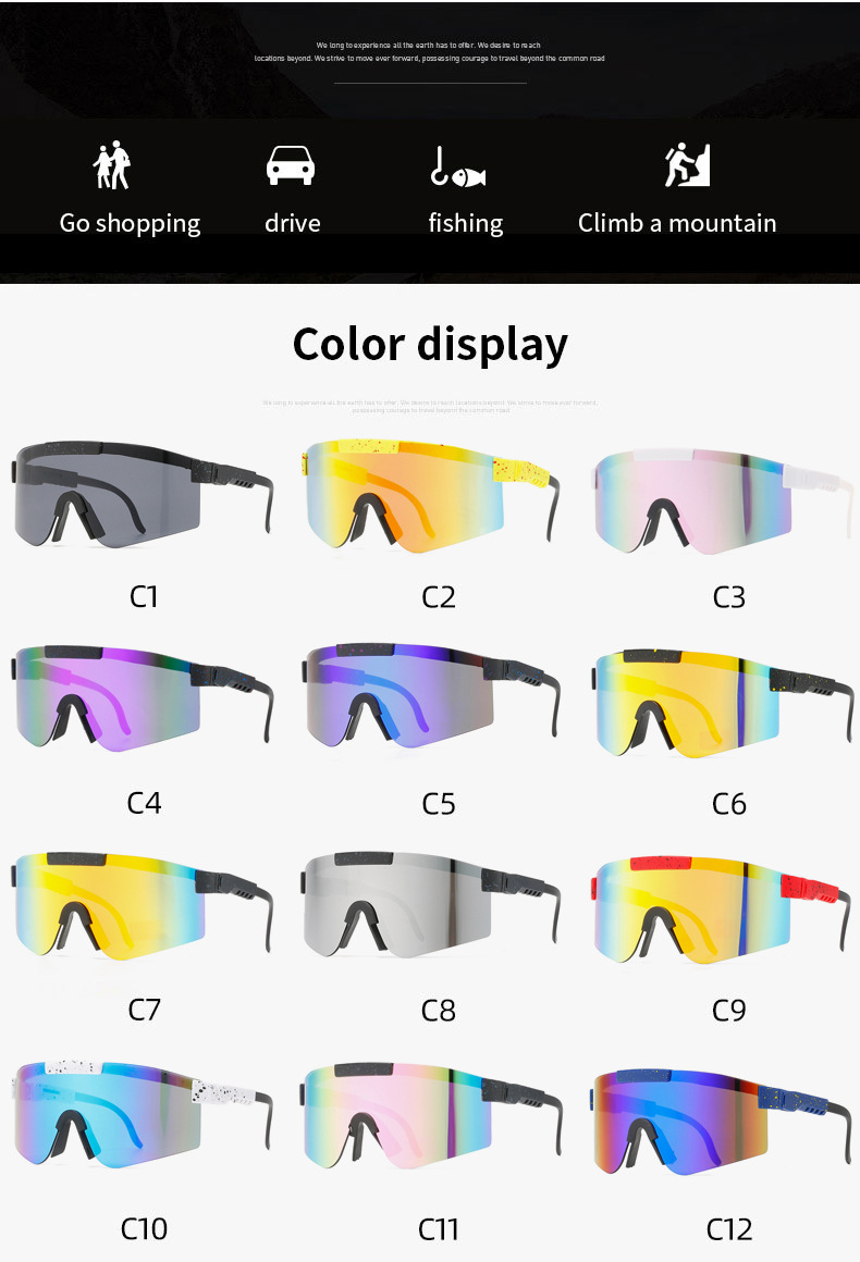 90g Weight Half Frame Glasses Structure Sunglasses Classification Tac, UV400 Protection Lens Material Biker Glasses Style Travel, Fishing Occasion All Seasons Season Unisex Gender Grey, Black Color Exaggerated Punk Streetwear Color Block Tac UV400 Protection Biker Half Frame Sports Sunglasses 4