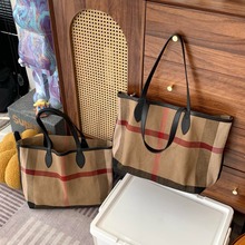 2024新款棉麻托特包休闲手拎包女士手提包大容量购物袋妈咪包