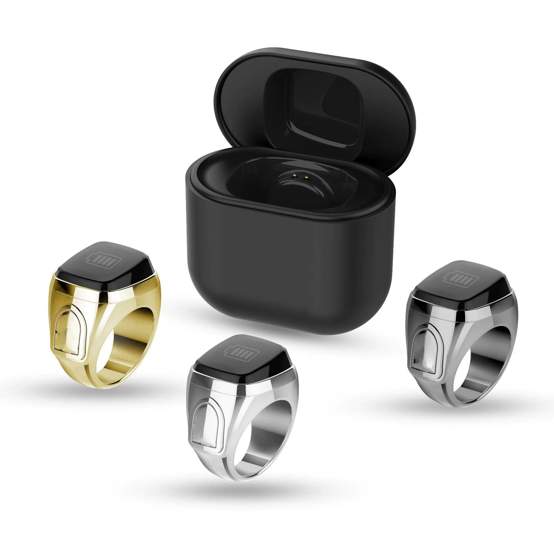 跨境爆款金属戒指带充电仓数显计数智能戒指蓝牙电子手指计数器