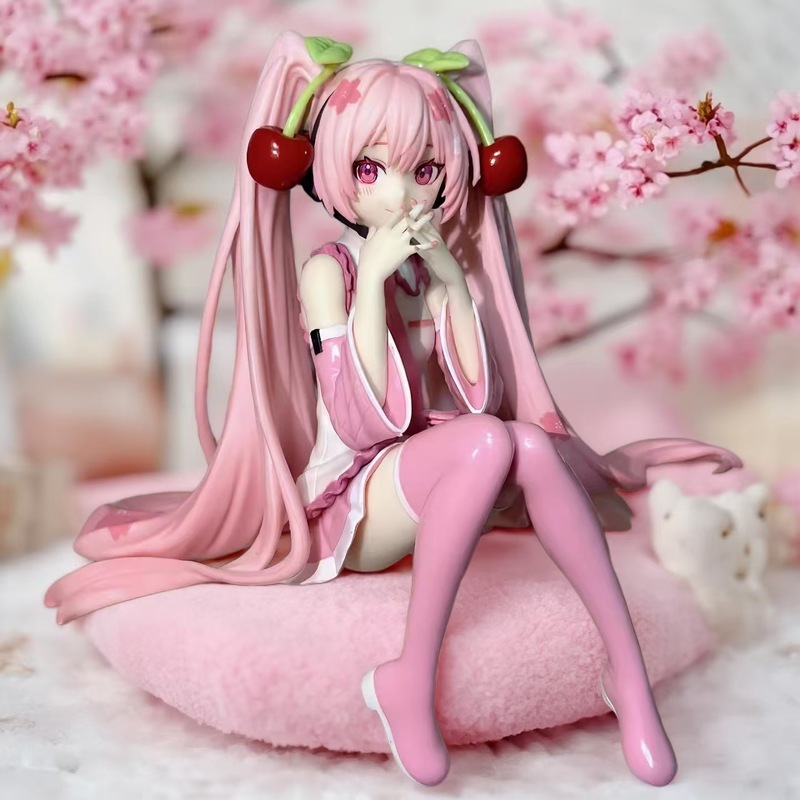 跨境樱花初音未来手办国产坐姿初音次元动漫机箱模型桌面摆件礼物|undefined