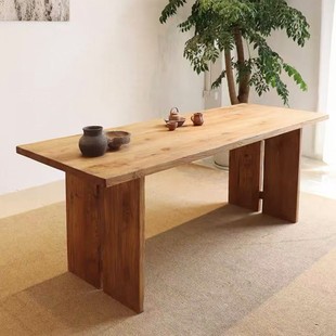 Old Elm Executive Desk Living Room Rectangular Dining Table Tea Table and Chairs Wooden Office Desk Tea Table Log Table