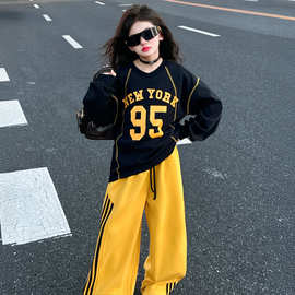 女大童秋装套装2025新款韩版中大童女孩宽松卫衣运动裤洋气两件套