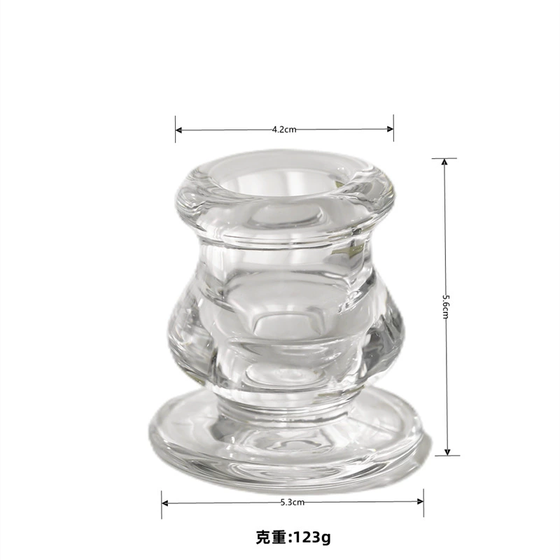 Подсвечник-стакан Glass Candlestick Holder, европейский INS стиль, прозрачная восковая основа, несколько форм (Король/Пузо/Малый)