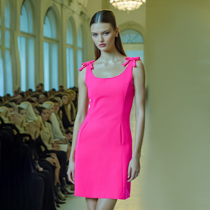 明星同款小香风蝴蝶结装饰吊带裙2025秋季新款收腰纯色短裙连衣裙