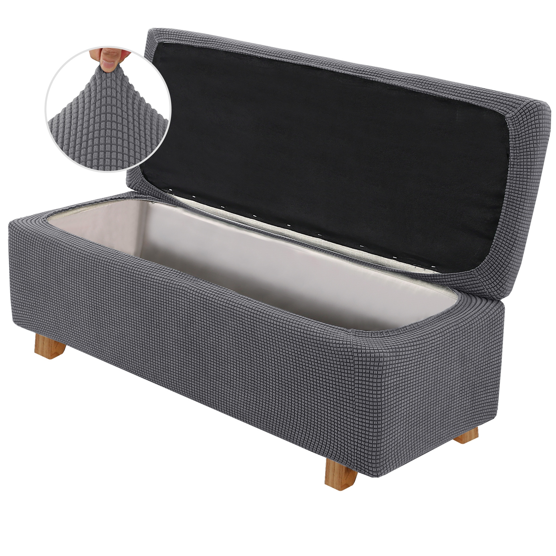 Cross-border Amazon hot sale pineapple grid two-piece rectangular ottoman solid color elastic home sofa sheath