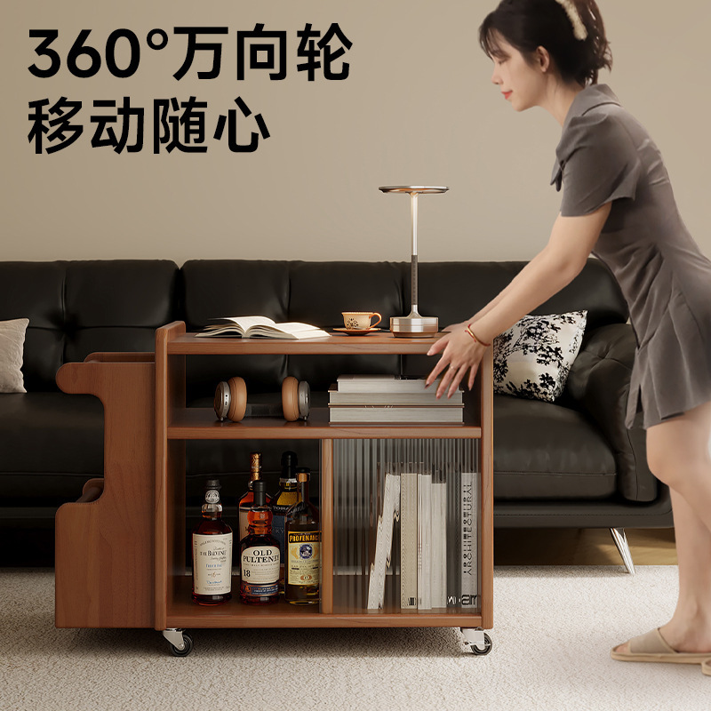 可移动沙发边柜侧边柜客厅家用储物柜置物架实木茶几桌边几小推车|undefined